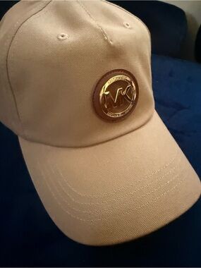 Michael Kors Beige Baseball Cap with Gold Logo